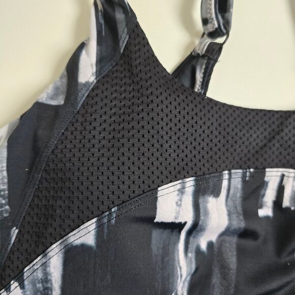 Hyba Black White Gray Sports Bra with Mesh Accents size Medium - Picture 2 of 11
